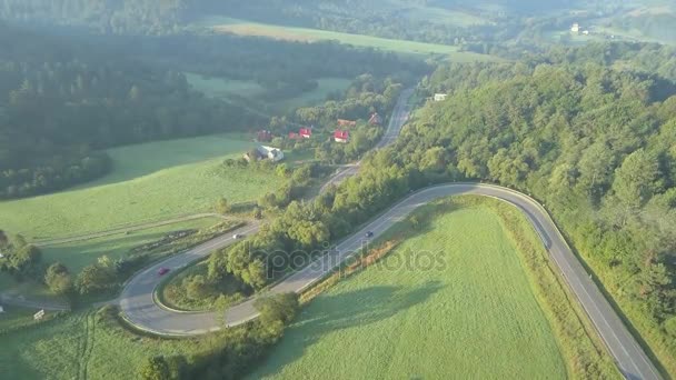 Beautiful aerial shot of green hills and valleys. — Stock Video