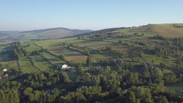 Beau plan aérien de collines et de vallées verdoyantes . — Video