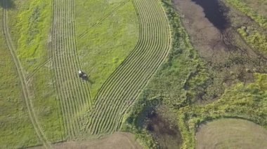 Çayır üzerinde çalışan çiftçi.
