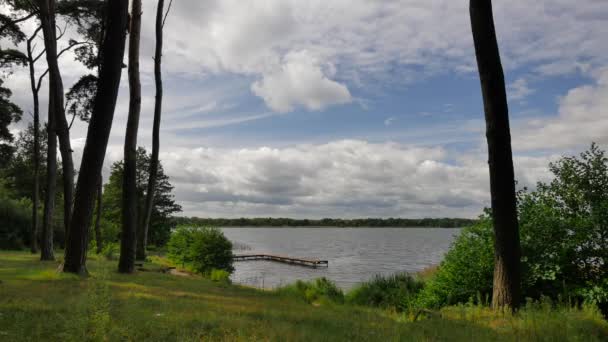 Hermoso lago en día nublado . — Vídeos de Stock