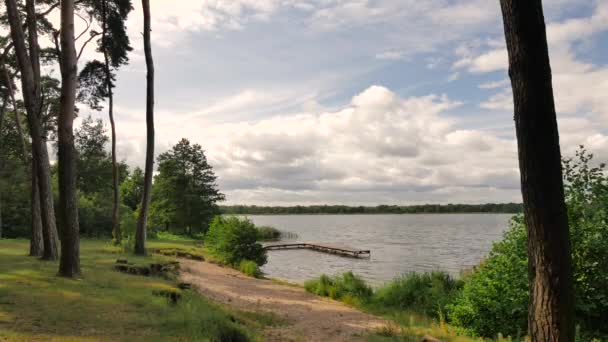 Hermoso lago en día nublado . — Vídeo de stock