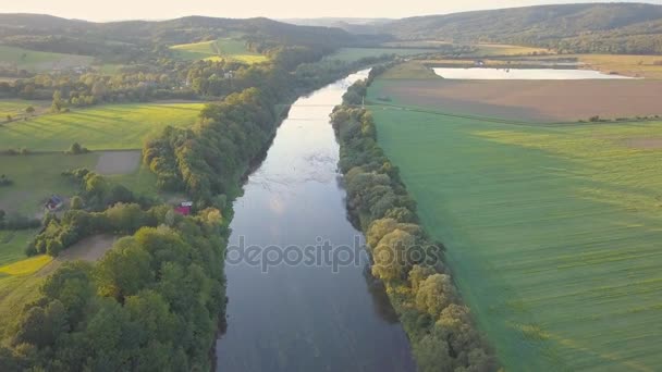 Aerial shot of european landscape. — Stock Video