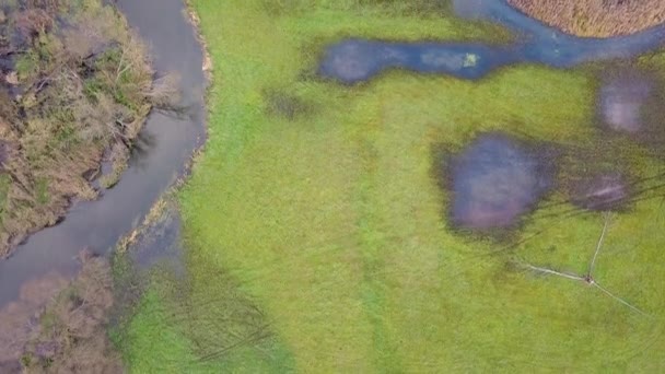 Imagens aéreas do rio curvilíneo . — Vídeo de Stock