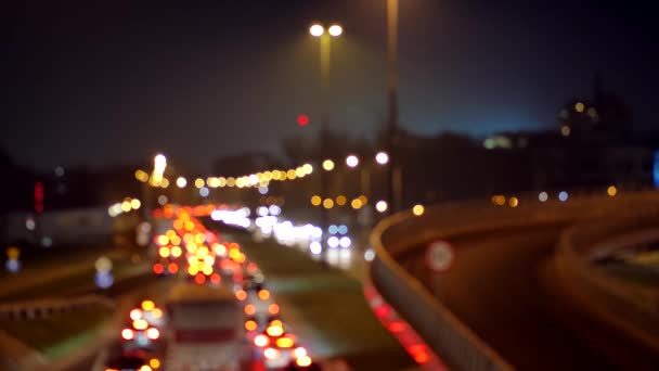 Trafik Sıkışıklığı Otomobillerde Bulanık Bakış Street Varşova Araçların Tam Tarih — Stok video