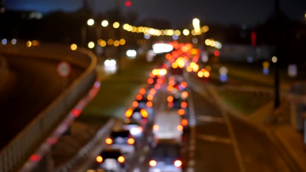 Vue Floue Des Voitures Dans Embouteillage Rue Varsovie Pleine Voitures — Video