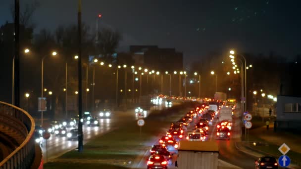 Coches Las Calles Varsovia Tráfico Europa Fecha 20172612 — Vídeo de stock