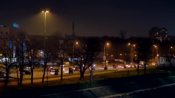 Varşova Sokaklarında Arabalar Trafik Europe Date Içinde 20172612 — Stok video