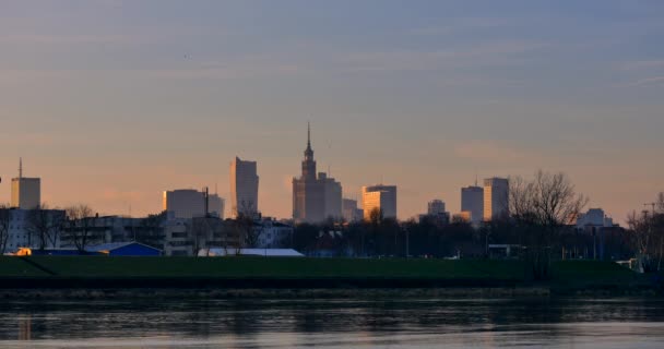 Panorama Warsaw Europe Skyscrapers Horizon Date 20172612 — Stock Video