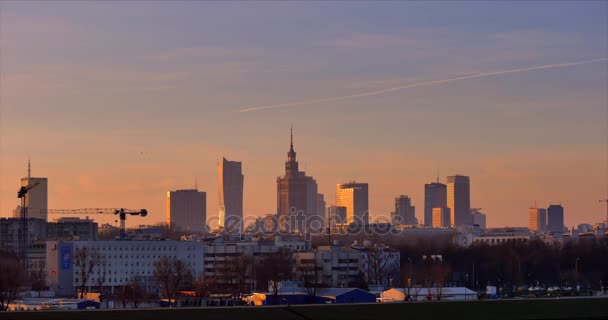 Панорама Варшавы Европа Небоскрёбы Горизонте Дата 20172612 — стоковое видео