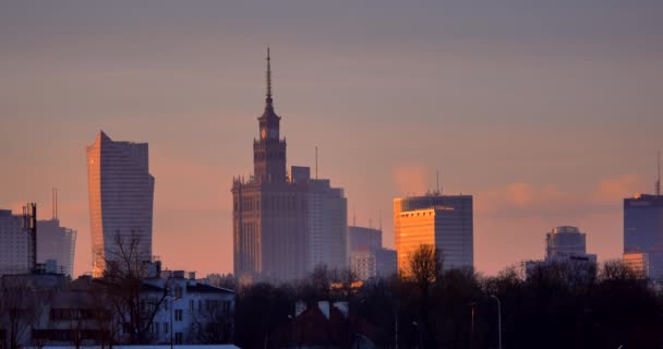 Панорама Варшави Європи Хмарочоси Горизонті Дата 20172612 — стокове відео