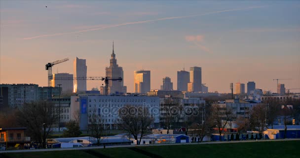 Panorama Von Warschau Europa Wolkenkratzer Horizont Datum 20172612 — Stockvideo