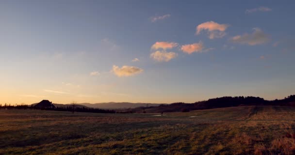 Beautiful Meadow Warm Autumn Light Rural Landscape Sunset Sunrise Date — Stock Video