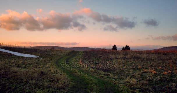 Mooi Weiland Warme Herfst Licht Rurale Landschap Bij Zonsondergang Zonsopgang — Stockvideo
