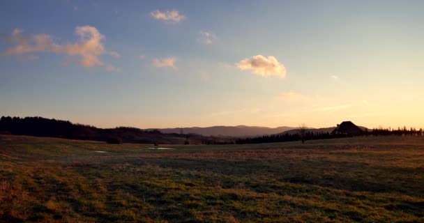 Beautiful Meadow Warm Autumn Light Rural Landscape Sunset Sunrise Date — Stock Video