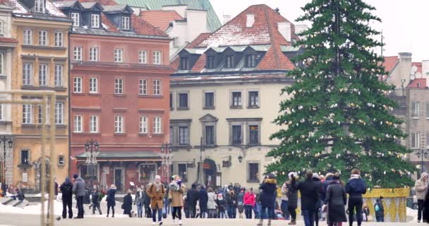 Варшава Польща Дата 01202018 Street Оформлений Різдво Старого Міста Варшави — стокове відео