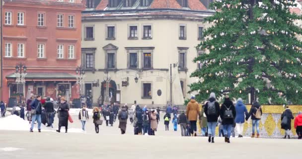 Warszawa Polen Datum 01202018 Street Inredda För Jul Gamla Stan — Stockvideo