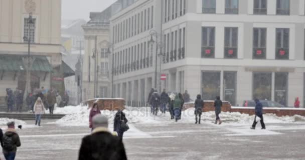 Varsavia Polonia Data 01202018 Persone Irriconoscibili Che Camminano Nel Centro — Video Stock