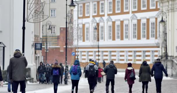 Varsavia Polonia Data 01202018 Gente Che Cammina Strade Del Centro — Video Stock