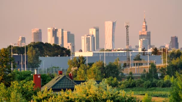 Varsovie Pologne Date 09052017 Panorama Varsovie Trafic Sur Speedway Près — Video