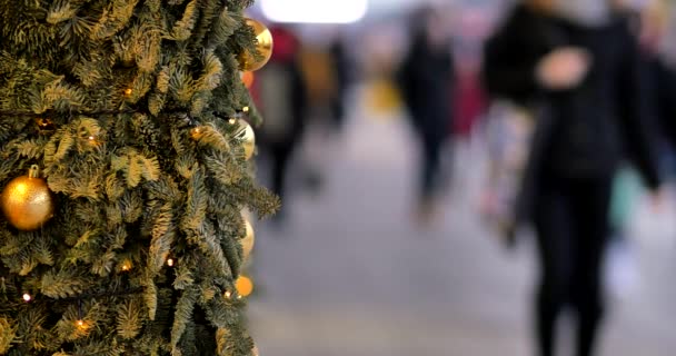 Warschau Polen Datum 02042018 Straat Versierd Voor Kerst Oude Binnenstad — Stockvideo