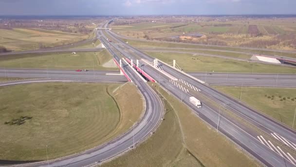 Polonia Fecha 02182018 Tráfico Carretera Visto Desde Arriba — Vídeos de Stock