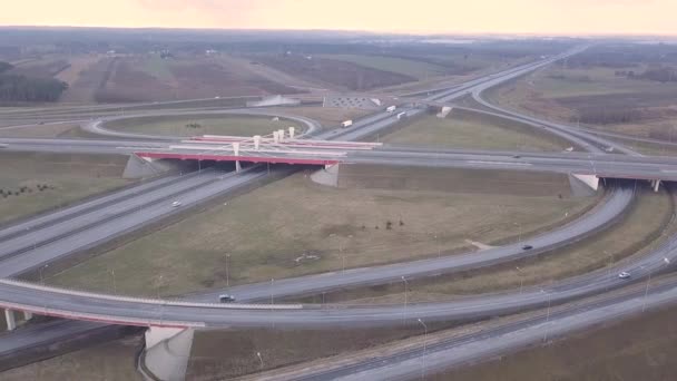 Strykow ポーランド 02182018 上から見た高速道路交通 — ストック動画