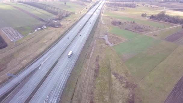 Strykow Polonya Tarihi 02182018 Yukarıda Görüleceği Karayolu Trafik — Stok video