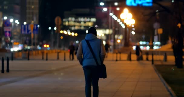 Warsaw Poland Date Unrecognizable People Sidewalk Evening Warsaw — Stock Video