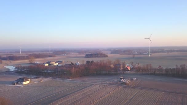 Landschaft Polen Datum 02242018 Windmühlen Von Oben Gesehen Luftaufnahmen Von — Stockvideo