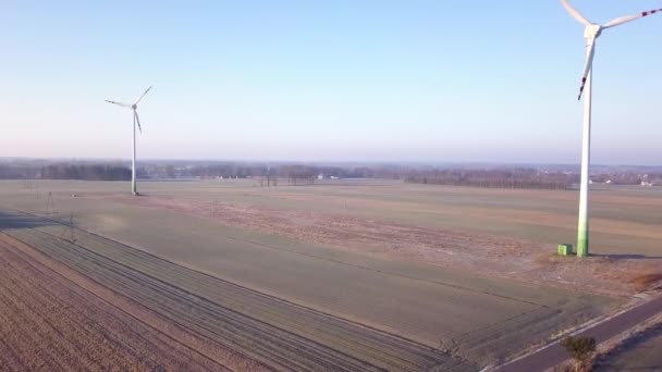 Campo Polonia Fecha 02242018 Molinos Viento Vistos Desde Arriba Imágenes — Vídeos de Stock