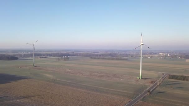 Campo Polónia Data 02242018 Moinhos Vento Vistos Cima Filmagem Aérea — Vídeo de Stock