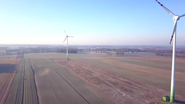 Landsbygden Polen Datum 02242018 Väderkvarnar Sett Från Ovan Aerial Film — Stockvideo