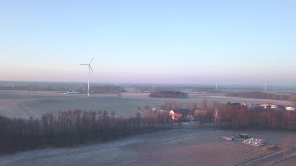 Campo Polonia Fecha 02242018 Molinos Viento Vistos Desde Arriba Imágenes — Vídeos de Stock