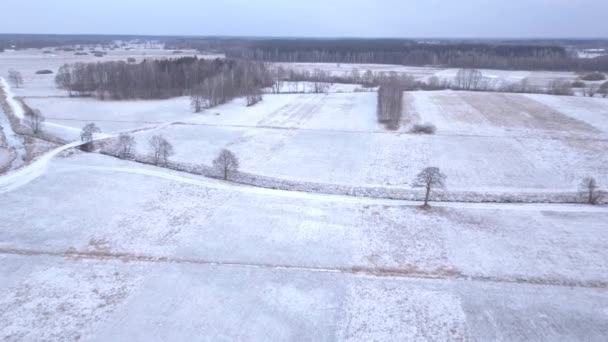 Countryside Warsaw Poland Date 02242018 Fields Covered Snow Seen — Stock Video