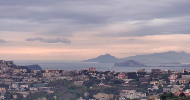 Неаполь Италия Дата 03182018 Панорама Неаполя Замка Сант Эльмо Закат — стоковое видео