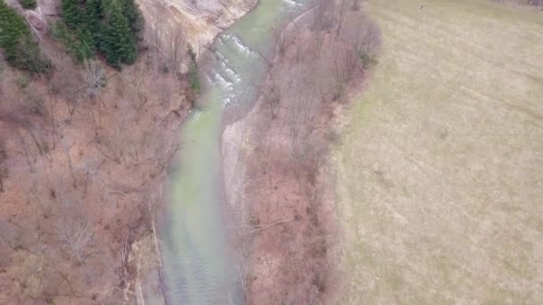Dağ Nehir Sonbaharda Hava Görüntüleri — Stok video