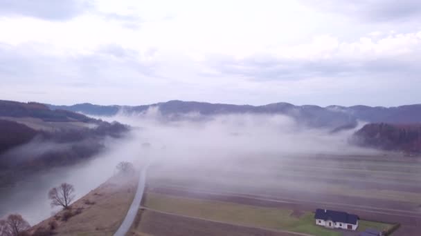 Hermoso Río Visto Desde Arriba Naturaleza Las Montañas Bieszczady Vista — Vídeo de stock