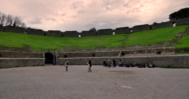 Pompeya Italia Fecha 03182018 Dentro Ruinas Pompeya Italia Parque Arqueológico — Vídeo de stock