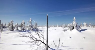 Szklarska Poreba / Polonya - tarihi: 03222018. Hills karla kaplı. Güneşli, soğuk gün Sudety dağlarında.