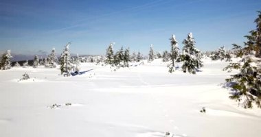 Szklarska Poreba / Polonya - tarihi: 03222018. Hills karla kaplı. Güneşli, soğuk gün Sudety dağlarında.