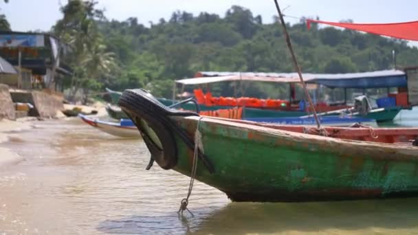 Wyspa Phu Quoc Wietnam Piękne Słońce Tradycyjne Łodzie Ludzie Relaksujący — Wideo stockowe