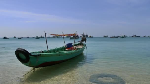 Phu Quoc Island Vietnam Beautiful Sun Traditional Boats People Relaxing — Stock Video