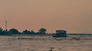 Vietnam 'daki Mekong Deltası. Tekneden görünüm.