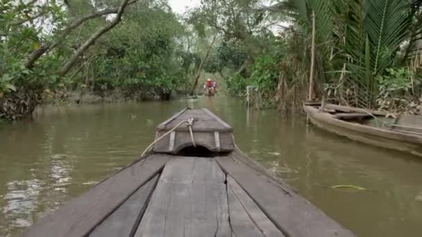 Поездка Маленькой Лодке Дельте Меконга Вьетнам — стоковое видео