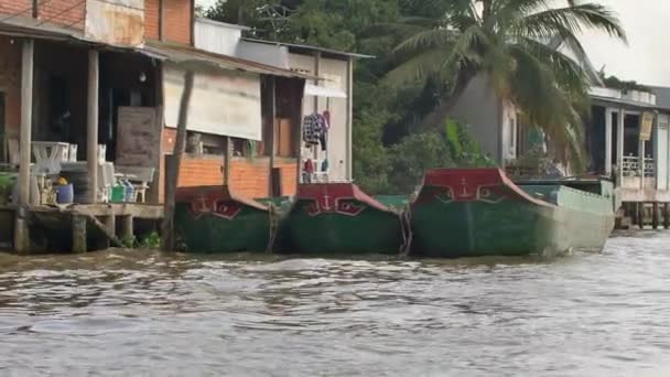 Mekong Delta Vietnam Utsikt Från Båten — Stockvideo