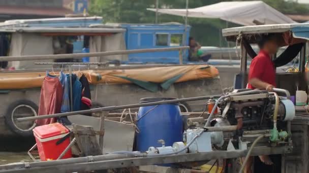 Mekong Delta Vietnamu Pohled Lodi Cai Plovoucí Trh Jihu Vietnamu — Stock video