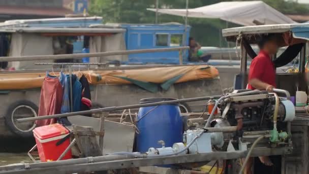 Mekong Delta Vietnam Utsikt Från Båten Cai Flytande Marknaden Södra — Stockvideo