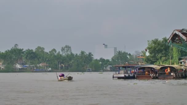 Mekong Delta Vietnam Lihat Dari Perahu Cai Pasar Mengambang Selatan Klip Video