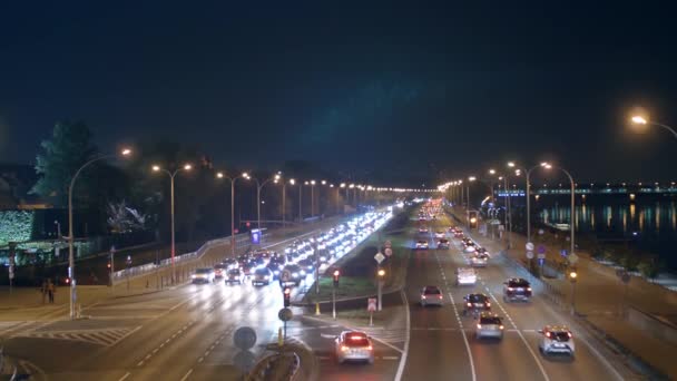 Éjszakai Kilátás Autópálya Varsó Lengyelország — Stock videók