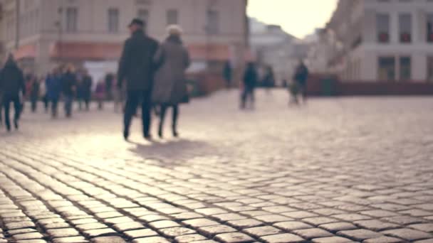 Nepoznatelní Lidé Evropském Městě — Stock video